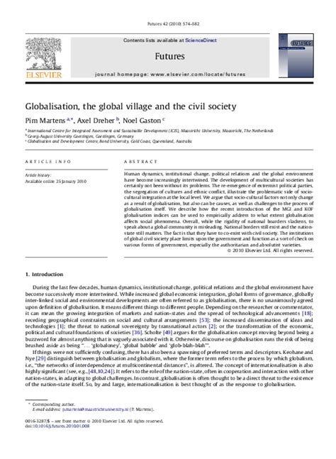 Globalisation, the Global Village and the Civil Society.